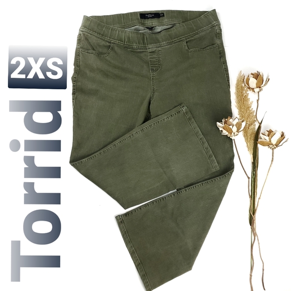 torrid Pants - Torrid Green Denim Stretch Pants Boot Cut 2X S
